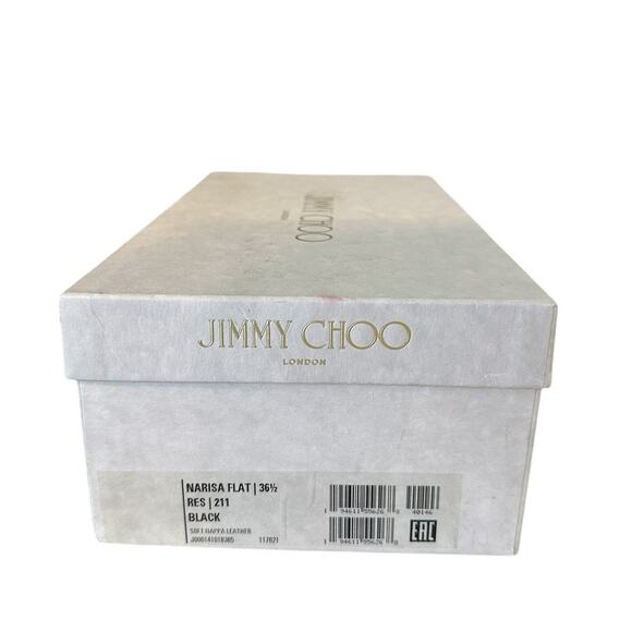 Jimmy Choo Black Leather Open Toe Slide Sandal Flat Size 36.5 - Picture 12 of 13